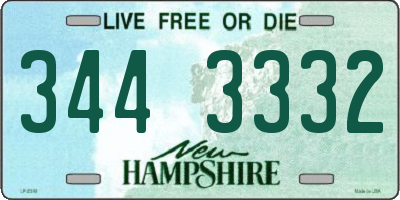 NH license plate 3443332