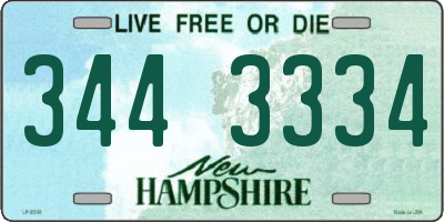 NH license plate 3443334