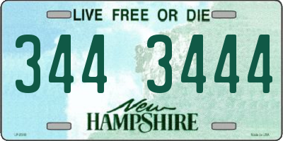 NH license plate 3443444