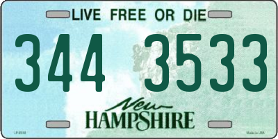 NH license plate 3443533