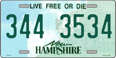 NH license plate 3443534