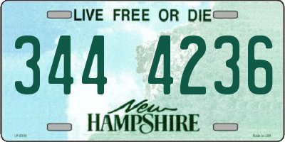 NH license plate 3444236
