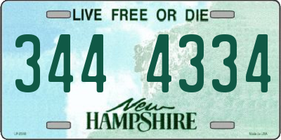 NH license plate 3444334