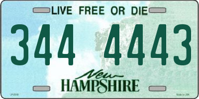 NH license plate 3444443