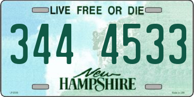NH license plate 3444533