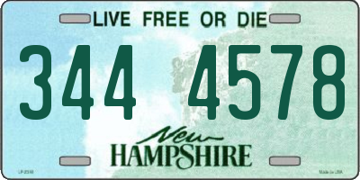 NH license plate 3444578