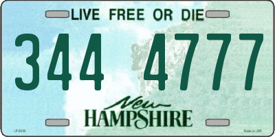 NH license plate 3444777