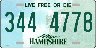 NH license plate 3444778