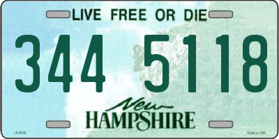 NH license plate 3445118