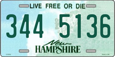 NH license plate 3445136