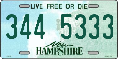 NH license plate 3445333