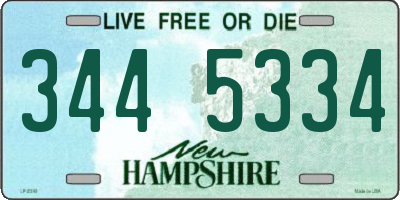 NH license plate 3445334