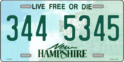 NH license plate 3445345