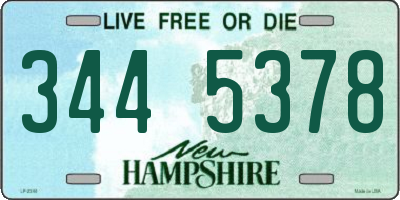 NH license plate 3445378