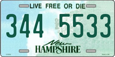 NH license plate 3445533