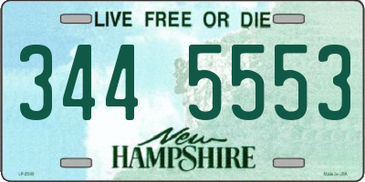 NH license plate 3445553