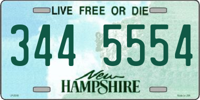 NH license plate 3445554