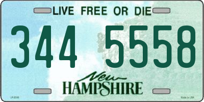 NH license plate 3445558