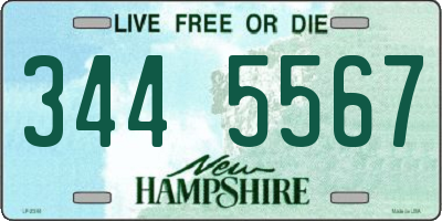 NH license plate 3445567