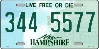 NH license plate 3445577