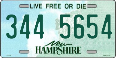 NH license plate 3445654
