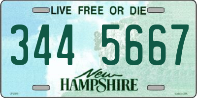 NH license plate 3445667