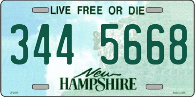 NH license plate 3445668