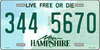 NH license plate 3445670