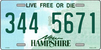 NH license plate 3445671