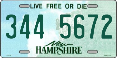 NH license plate 3445672