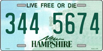 NH license plate 3445674