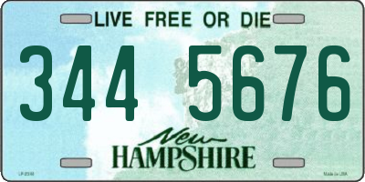NH license plate 3445676