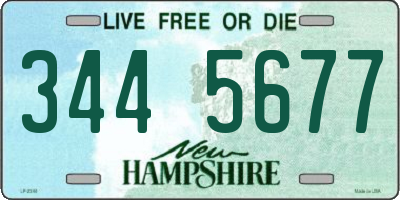 NH license plate 3445677