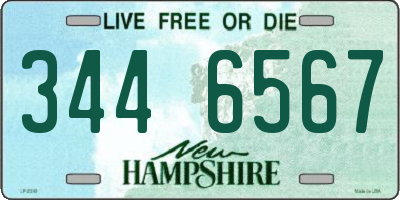 NH license plate 3446567