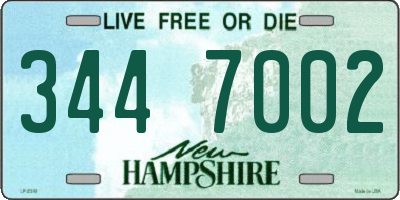 NH license plate 3447002