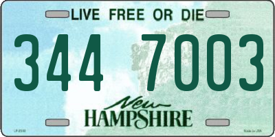 NH license plate 3447003