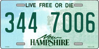 NH license plate 3447006