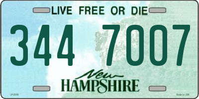 NH license plate 3447007