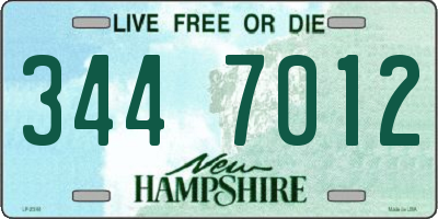 NH license plate 3447012
