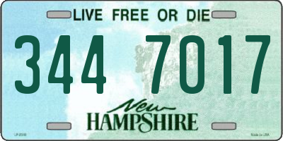 NH license plate 3447017