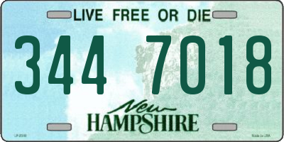 NH license plate 3447018