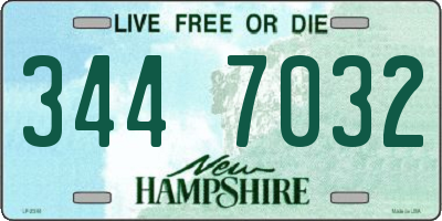 NH license plate 3447032