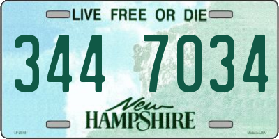 NH license plate 3447034
