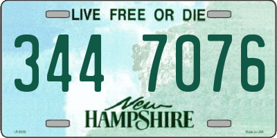 NH license plate 3447076