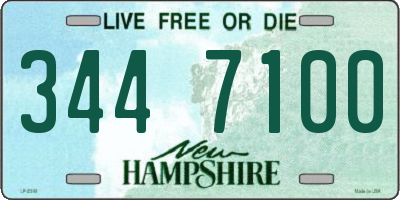 NH license plate 3447100