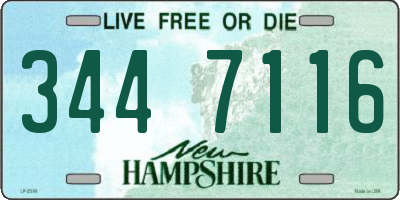 NH license plate 3447116