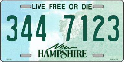 NH license plate 3447123