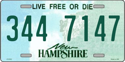 NH license plate 3447147