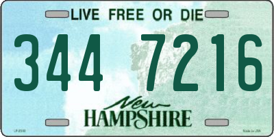 NH license plate 3447216