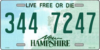 NH license plate 3447247